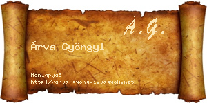 Árva Gyöngyi névjegykártya